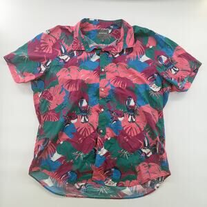 Bonobos Slim Fit Short Sleeve Button-Up Shirt XXL Tropical Toucan Print Cotton